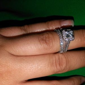 Wedding Engagement Ring Silver stamped 925 CZ